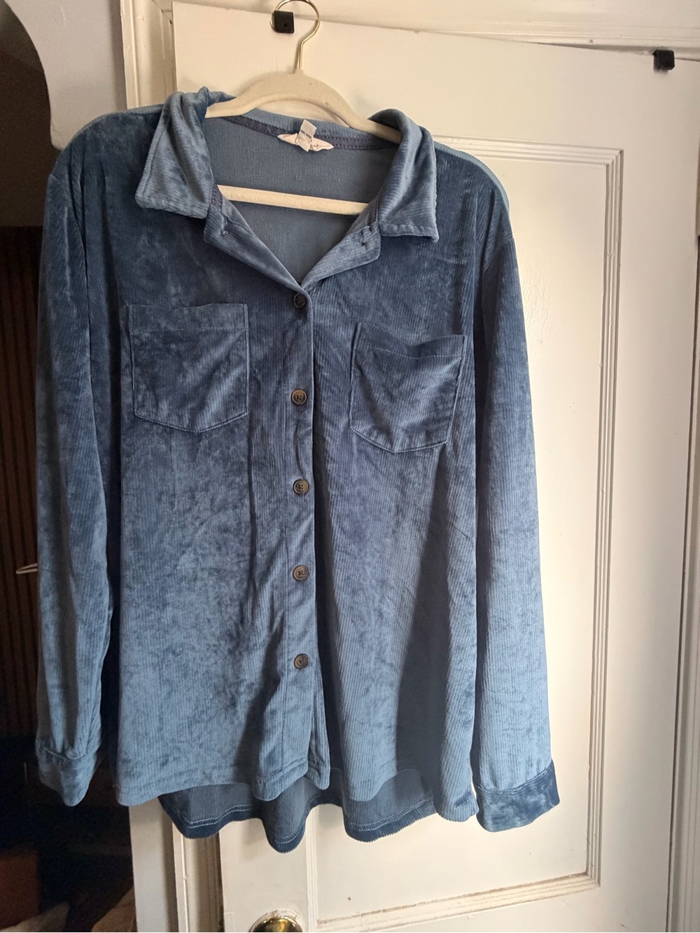 Weatherproof Blue Velour Button-Down Shirt